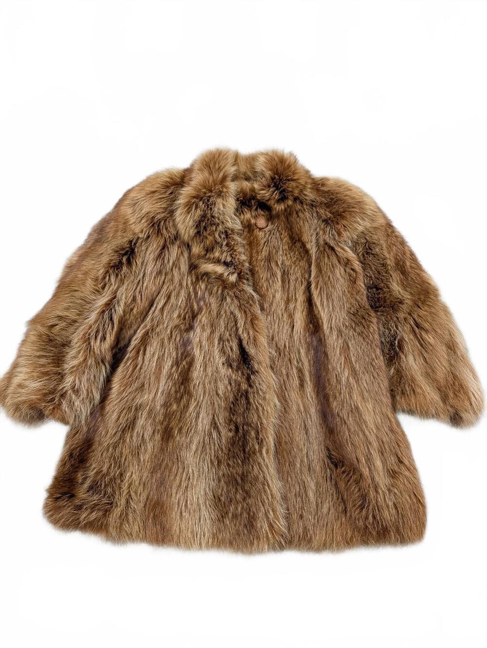 Vintage Ginger Genuine Coyote Fur Coat with Luxurious Soft Lining M/L
